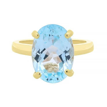 Solitaire Oval Gemstone Ring in 14K Gold