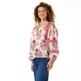 thumbnail image 3 of BILA Women's Printed Pintuck Long Sleeve Cotton Top, 3 of 9