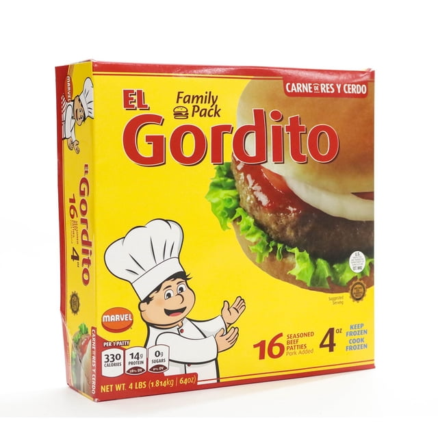 El Gordito Seasoned Beef Patties, Frozen, 1/4 lb., 16 ct.