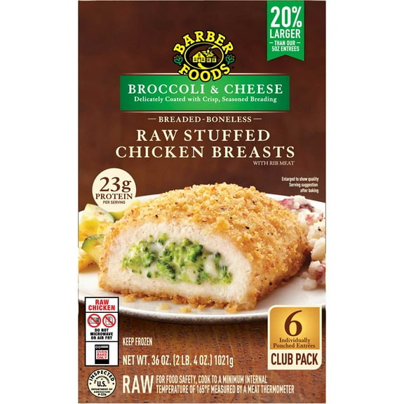 Barber Foods Stuffed Broccoli and Cheese Chicken Breast, Frozen, 6 ct.