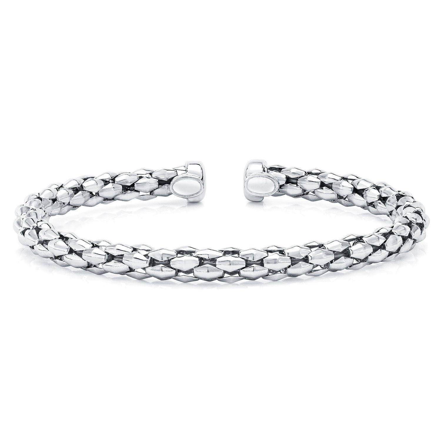 Mosaic Chain Bangle Bracelet Set in Sterling Silver & 18K Gold