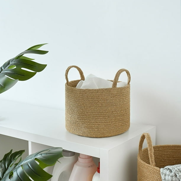We Think Storage Round Jute Storage Basket with Handle, Set of 3