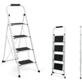 thumbnail image 1 of Simpli-Magic 4-Step Folding Ladder, White, ANSI Type III Certified, Lightweight Steel Step Stool with Extra-Wide Anti-Slip Steps and Locking Mechanism for Home, Office, Kitchen, Garage, 1 of 5
