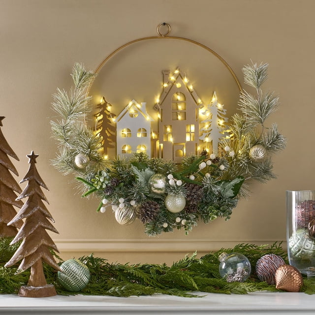Member's Mark 24" Pre-Lit Village Wreath