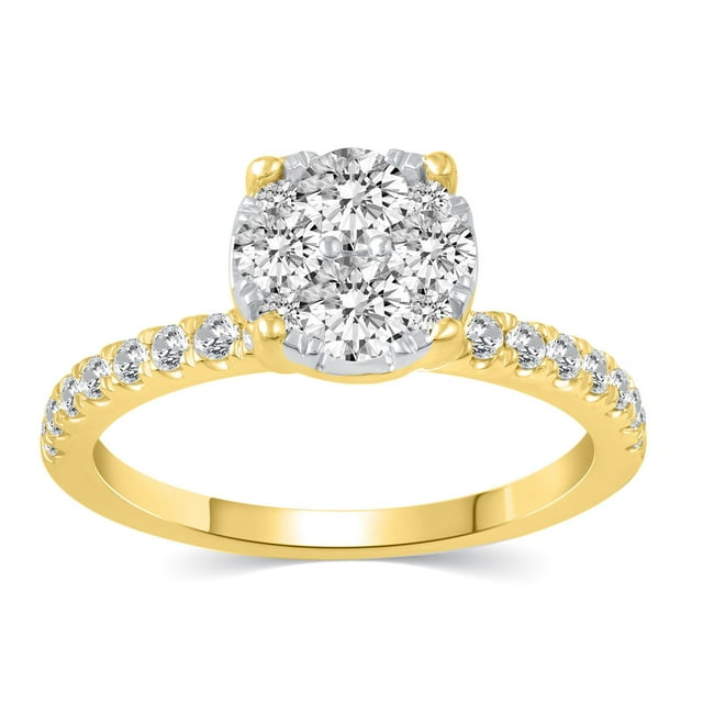1.00 CT. T.W. Round Cut Cluster Diamond Ring in 14K Gold