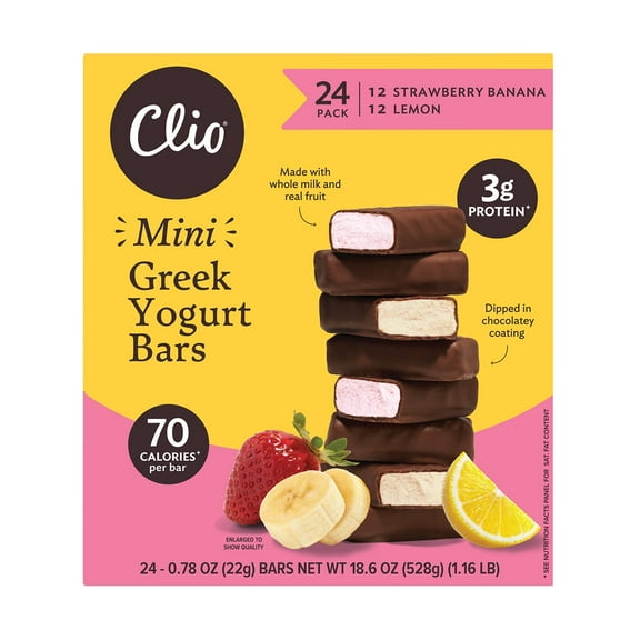 Clio Greek Yogurt Mini Bars, Lemon/Strawberry Banana, 0.78 oz., 24 ct.