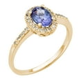 thumbnail image 3 of Oval Cut Gemstone and 0.15 CT. T.W. Halo Diamond Ring in 14K Gold, 3 of 6