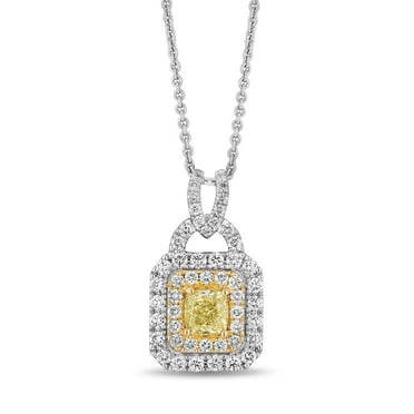 1.00 CT. T.W. Cushion Cut Double Halo Diamond Pendant Necklace in 14K Gold