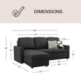 thumbnail image 4 of Lincoln Fabric Reversible Storage Sectional with Pullout Bed, Assorted Colors, 4 of 11