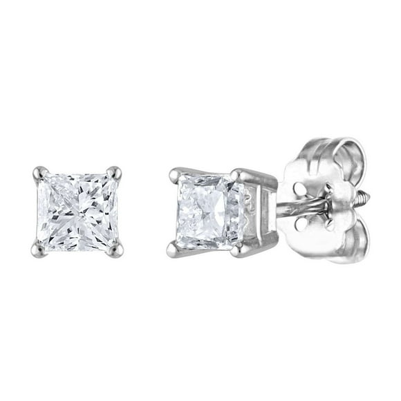 0.47 CT. T.W. Princess Cut Solitaire Diamond Stud Earrings in 14K Gold