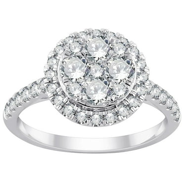 1.20 CT. T.W. Round Cluster Halo Diamond Ring in 14K Gold