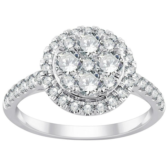 1.20 CT. T.W. Round Cluster Halo Diamond Ring in 14K Gold