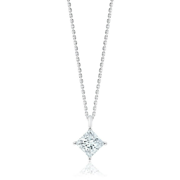 Lab Created Solitaire Diamond Pendant Necklace in 18K Gold