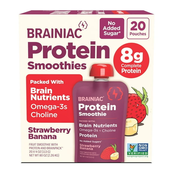 Brainiac Protein Smoothie, Strawberry & Banana, 4 oz., 20 ct.