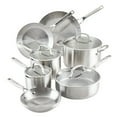 thumbnail image 1 of KitchenAid 3-Ply Base Stainless Steel 11-Piece Cookware Set, Brushed Stainless Steel, 1 of 11