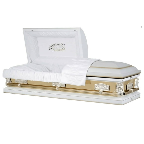 Titan Casket Angel Reflections Steel Funeral Casket, White & Gold