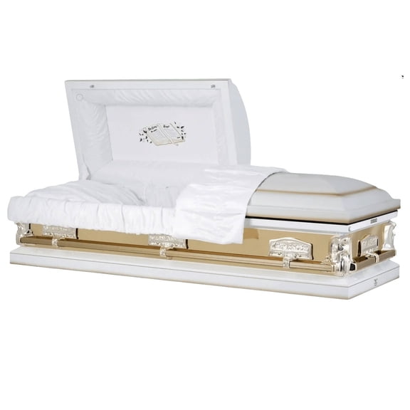Titan Casket Angel Reflections Steel Funeral Casket, White & Gold