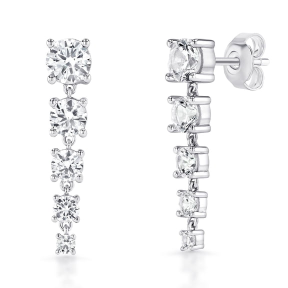 925 Sterling Silver Lab Created White Sapphire Graduated Earring