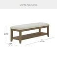thumbnail image 2 of Westport Beige Fabric Upholstery and Wood Bench with Lower Storage Shelf, 2 of 7