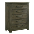 thumbnail image 1 of Memphis 5-Drawer Rubberwood Chest with Metal Pulls, Antique Grey, 1 of 5