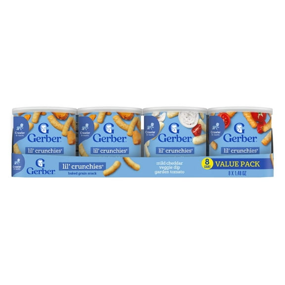 Gerber Lil' Crunchies Baked Grain Snack, Variety Pack, 1.48 oz., 8 ct.