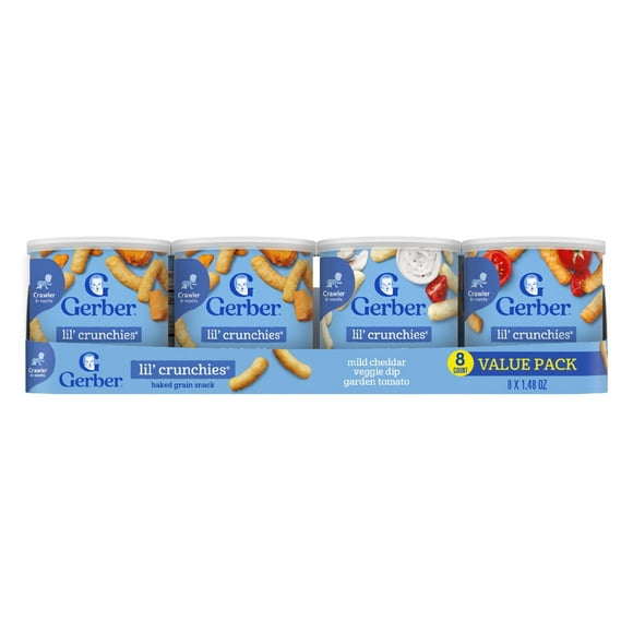 Gerber Lil' Crunchies Baked Grain Snack, Variety Pack, 1.48 oz., 8 ct.