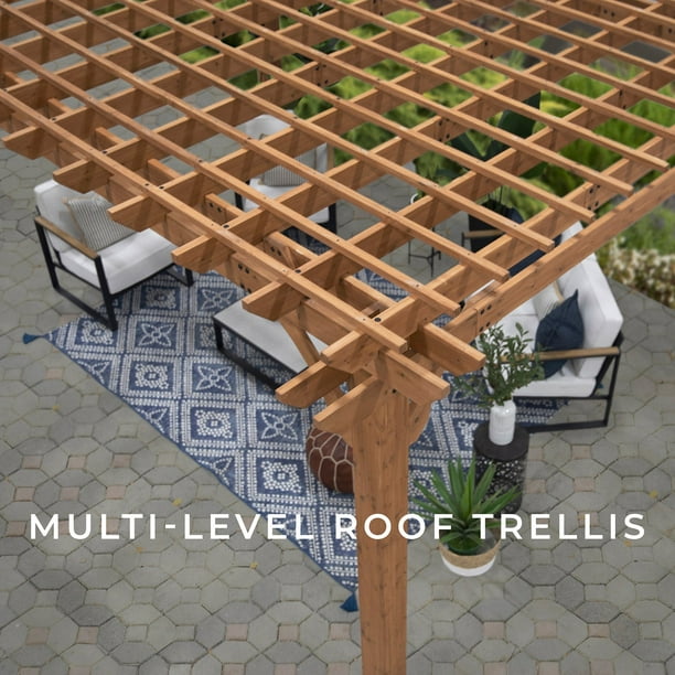 Backyard Discovery Beaumont Cedar Pergola with Trellis Roof and