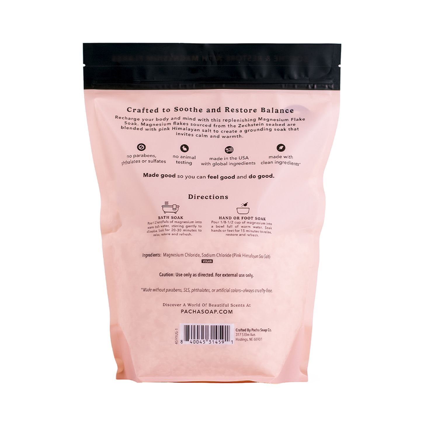 Pacha Soap Co, Pink Himalayan Magnesium, Salt Soak, 48 oz