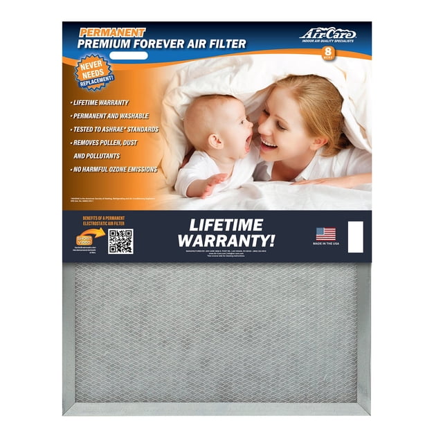 Air-Care Premium Forever Washable Air Filter for Allergen & Dust Reduction, Multiple Sizes