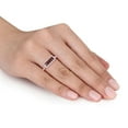 thumbnail image 6 of Baguette-Cut Smokey Quartz and 0.22 CT. T.W. Diamond Halo Ring in 14K Gold, 6 of 7