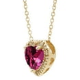 thumbnail image 2 of Lab Created Gemstone & Diamond Accent Heart Pendant Necklace in 14K Gold, 2 of 4