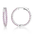 thumbnail image 3 of Lab Created Gemstone Huggie Hoop Earrings in Sterling Silver, 3 of 6