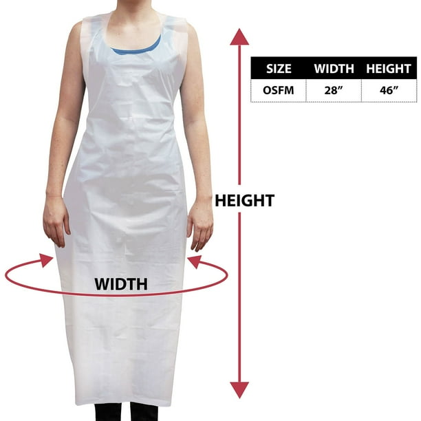Kleen Chef Disposable Waterproof Poly Aprons, White 100 ct