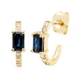 thumbnail image 1 of Emerald Cut Gemstone & 0.12 CT. TW Diamond Stud Earrings in 14K Gold, 1 of 4