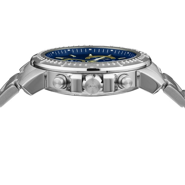 Versace New Quartz Chronograph Silver Bracelet Mens Watch, 45mm