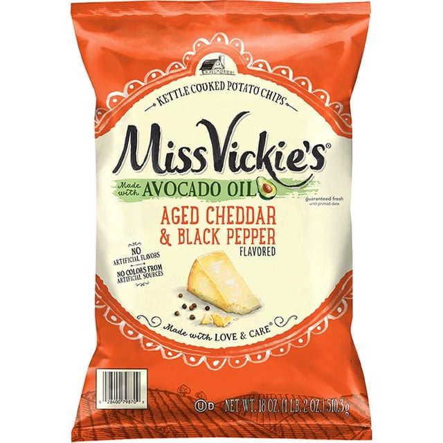 Miss Vickie’s Aged Cheddar & Black Pepper Flavored Kettle Cooked Potato Chips, 18 oz.
