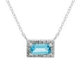 thumbnail image 1 of Baguette Cut Gemstone and 0.06 CT. T.W. Diamond Halo Pendant Necklace in 14K Gold, 1 of 4