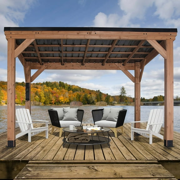 Backyard Discovery Arcadia Cedar Gazebo with PowerPort, Choose Size