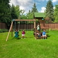 thumbnail image 2 of KidKraft Summerside Wooden Outdoor Swing Set with Steeple Climber, 2 of 15