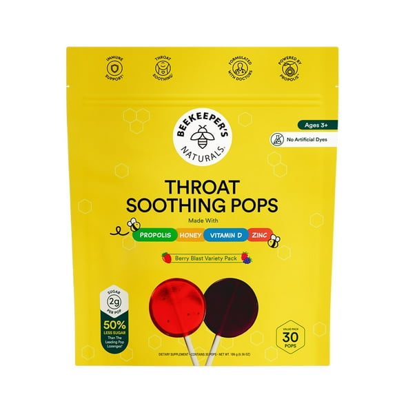 BeeKeeper's Naturals Kid's Propolis Throat Soothing Pops, 30 ct.
