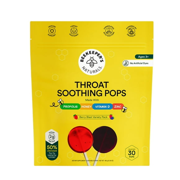 BeeKeeper's Naturals Kid's Propolis Throat Soothing Pops, 30 ct.