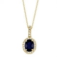thumbnail image 1 of Oval Cut Genuine Gemstone & 0.11 CT. T.W. Diamond Halo Pendant Necklace in 14K Gold, 1 of 6