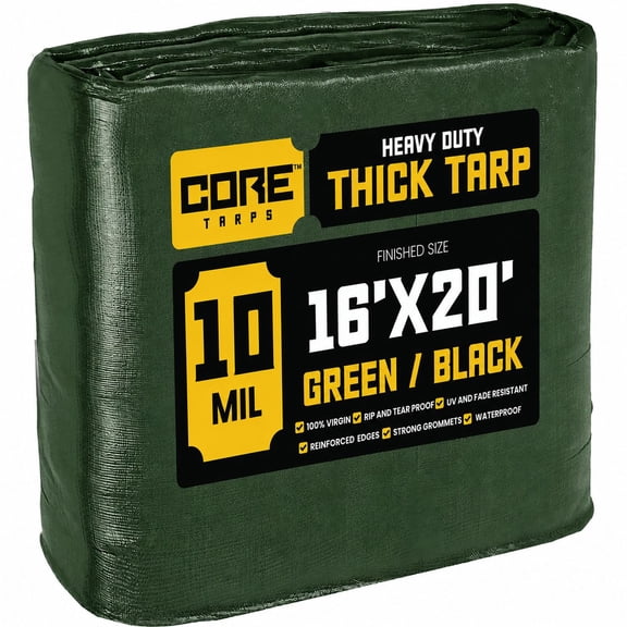 Heavy Duty 16' x 20' Tarp Cover, Waterproof, UV Resistant, Rip and Tear Proof, Poly Tarpaulin with Reinforced Edges for Roof, Camping, Patio, Pool, Boat, Assorted Mil & Colors