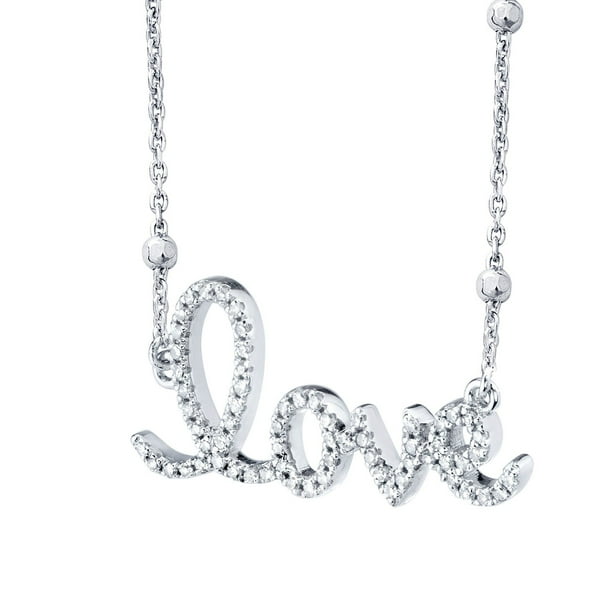 金*人様 Silver jewelry and with Dia 0.012 Sterling Silver and Diamond Identity Necklace - Samsclub.com