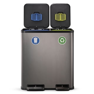 Simpli-Magic 18.5 Gallon (40L x 30L) Dual Compartment Step Trash Can – Kitchen Garbage Can with Waste & Recycling Bins – Slow-Close Lid, Odor Control, Hands-Free