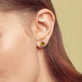 thumbnail image 4 of Round Cut Gemstone & 0.13 CT. T.W. Halo Diamond Stud Earrings in 14K Gold, 4 of 4