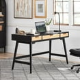 thumbnail image 1 of Member's Mark Enzo Writing Desk with 3 Rattan Storage Drawers, Black Finish, 1 of 9