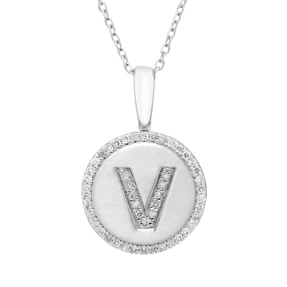 Diamond Initial Pendant Necklace in Sterling Silver