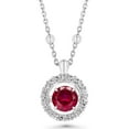 thumbnail image 3 of Round Cut Lab Created Gemstone Dancing Pendant & Earring Set in Sterling Silver, 3 of 8