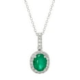 thumbnail image 1 of Oval Cut Genuine Gemstone & 0.11 CT. T.W. Diamond Halo Pendant Necklace in 14K Gold, 1 of 4